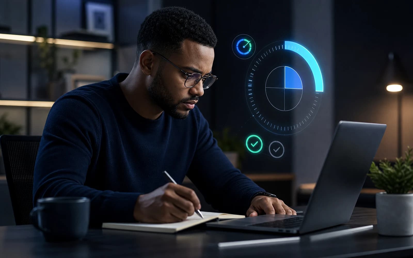 Professional in a focused deep work session