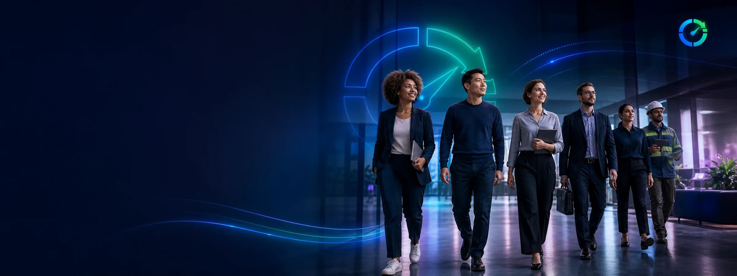 Confident professionals moving forward with HourLoop